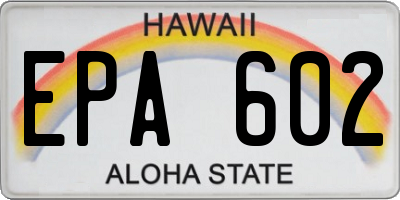 HI license plate EPA602