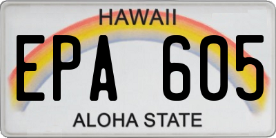 HI license plate EPA605