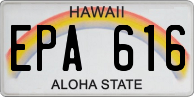HI license plate EPA616