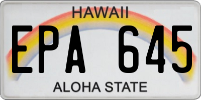 HI license plate EPA645