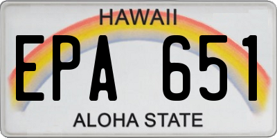 HI license plate EPA651