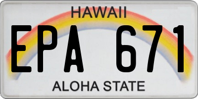 HI license plate EPA671