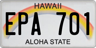 HI license plate EPA701