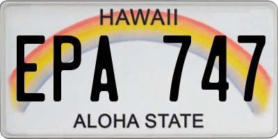 HI license plate EPA747