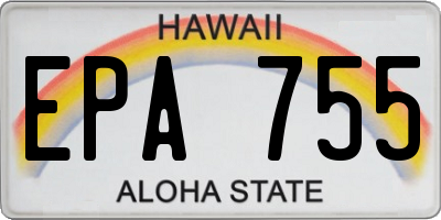 HI license plate EPA755
