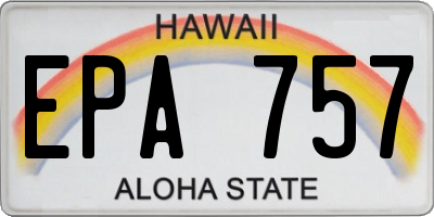 HI license plate EPA757