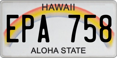 HI license plate EPA758