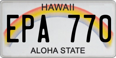 HI license plate EPA770