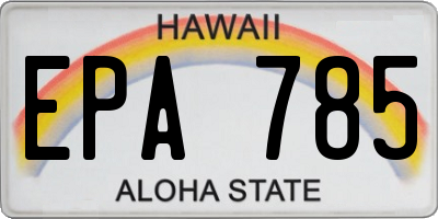 HI license plate EPA785