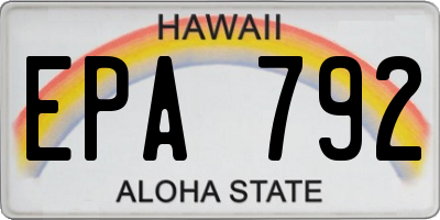 HI license plate EPA792