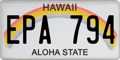 HI license plate EPA794