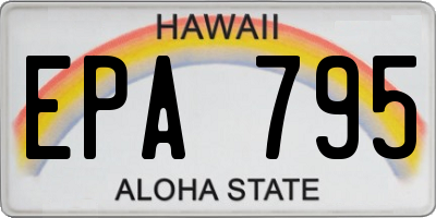 HI license plate EPA795