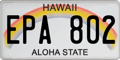 HI license plate EPA802