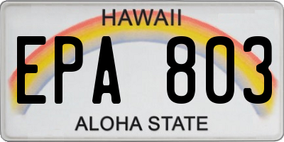 HI license plate EPA803