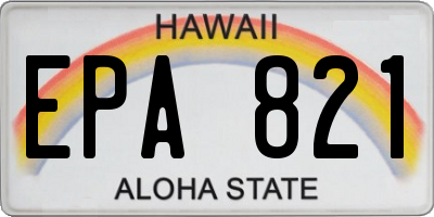 HI license plate EPA821
