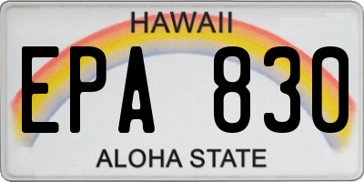 HI license plate EPA830