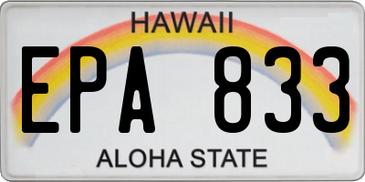 HI license plate EPA833