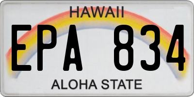 HI license plate EPA834