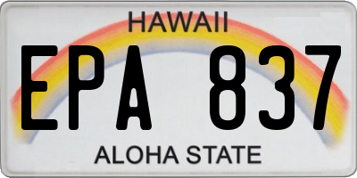 HI license plate EPA837