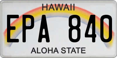 HI license plate EPA840