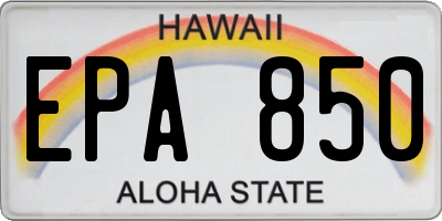 HI license plate EPA850