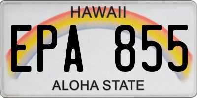 HI license plate EPA855