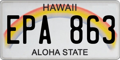 HI license plate EPA863