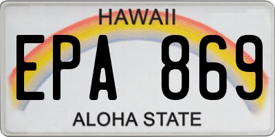 HI license plate EPA869