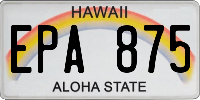 HI license plate EPA875