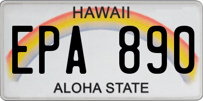 HI license plate EPA890