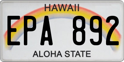 HI license plate EPA892