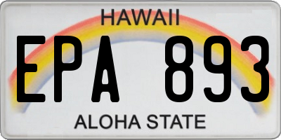 HI license plate EPA893