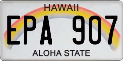 HI license plate EPA907