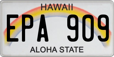 HI license plate EPA909