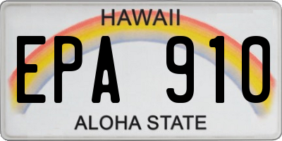 HI license plate EPA910