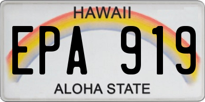 HI license plate EPA919