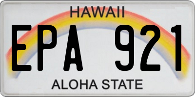 HI license plate EPA921
