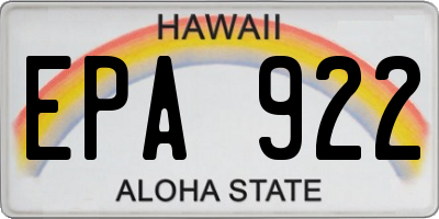 HI license plate EPA922