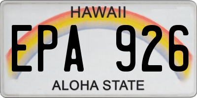 HI license plate EPA926