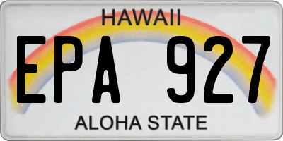 HI license plate EPA927