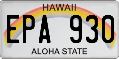HI license plate EPA930