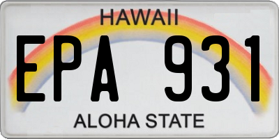 HI license plate EPA931