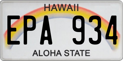 HI license plate EPA934