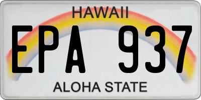 HI license plate EPA937