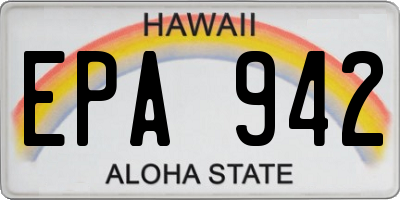 HI license plate EPA942
