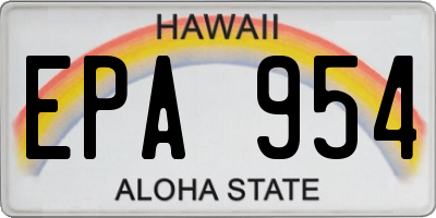 HI license plate EPA954
