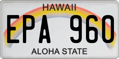 HI license plate EPA960