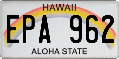 HI license plate EPA962