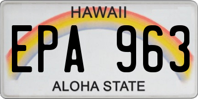 HI license plate EPA963