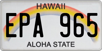 HI license plate EPA965